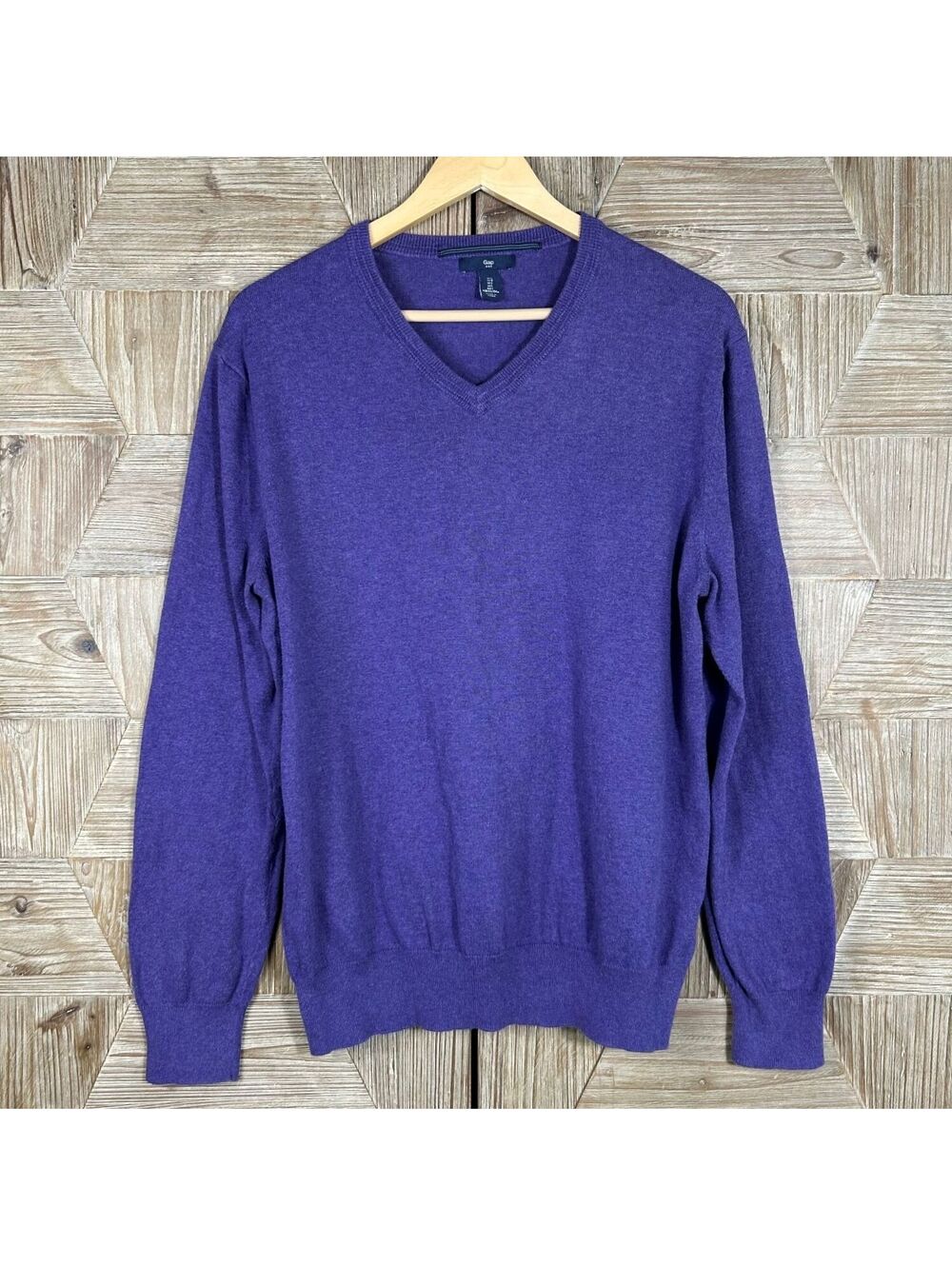 Gap Womens Size Large Purple Cotton V-Neck Long Sleeve Pullover Knit Sweater